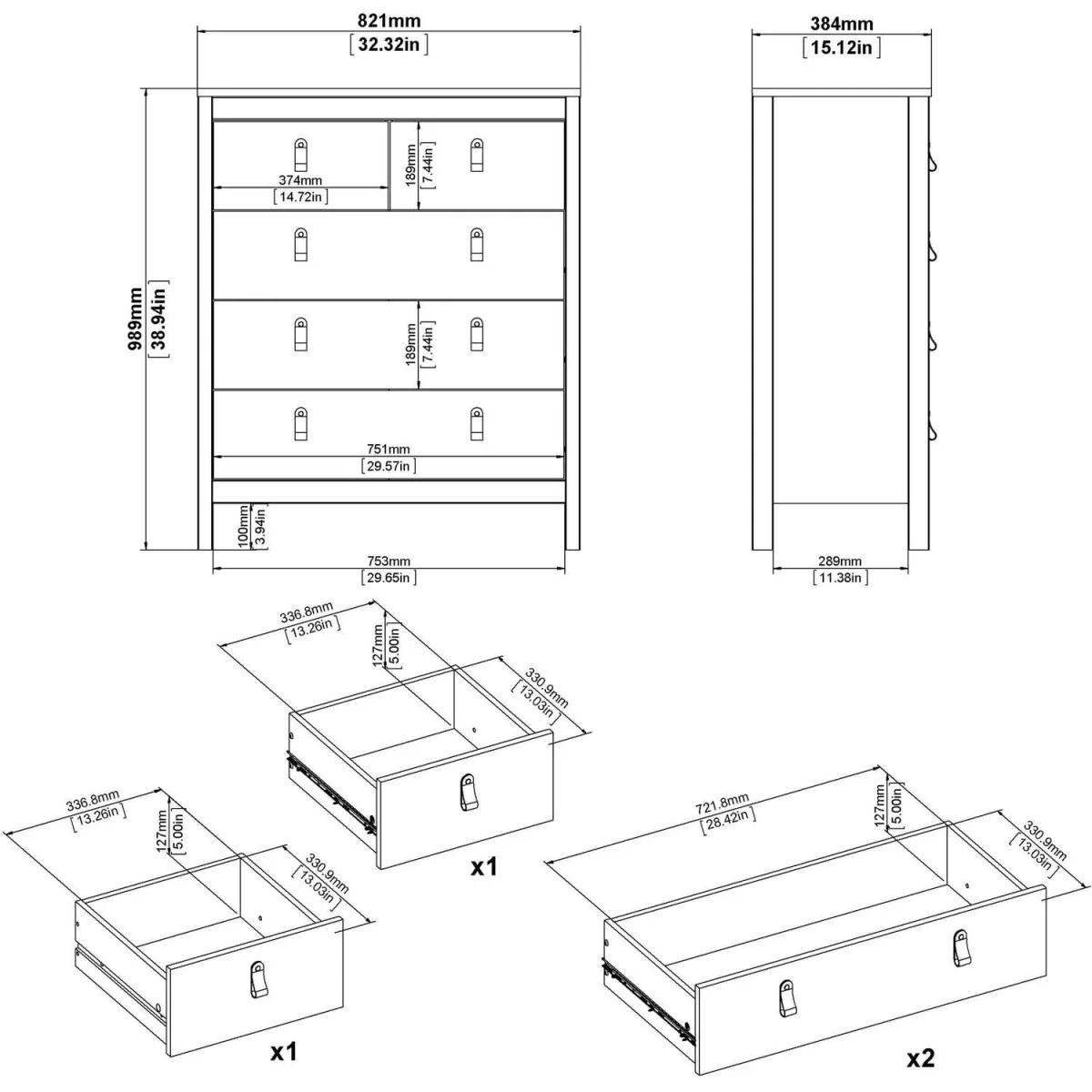 Wyld Haus Gossmere 5-Drawer Tall Chest, Matt White, Silver Plastic Handles - White – image 9