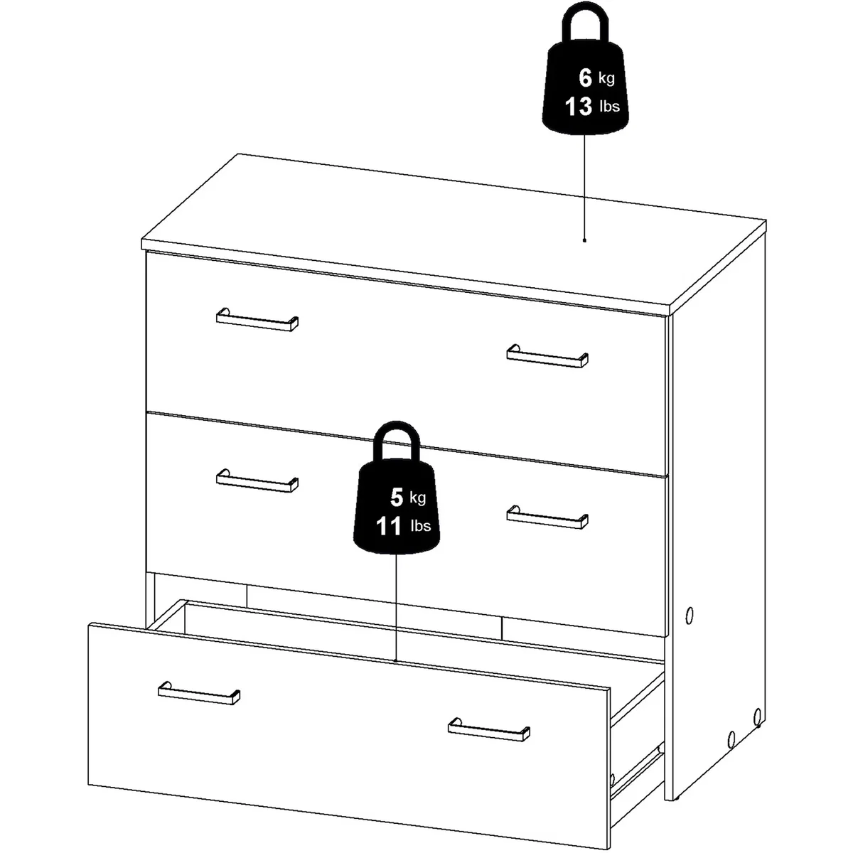 Furniture To Go Space Chest of 3 Drawers - Oak – image 13