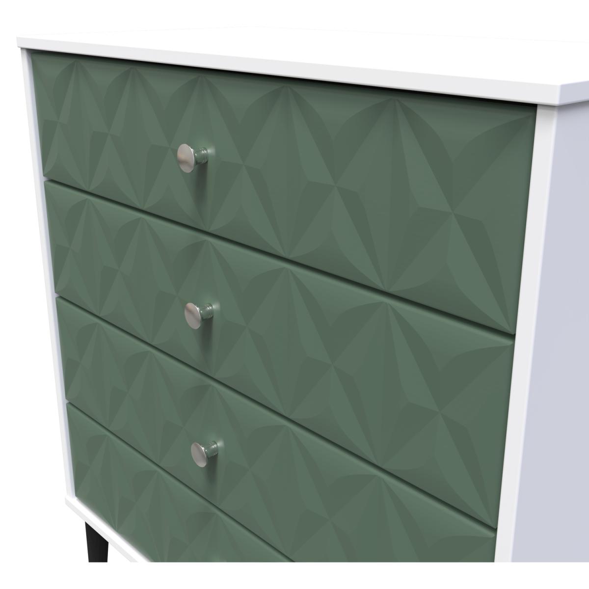 Pixel Ready Assembled 4 Drawer Chest - Labrador Green & White – image 3