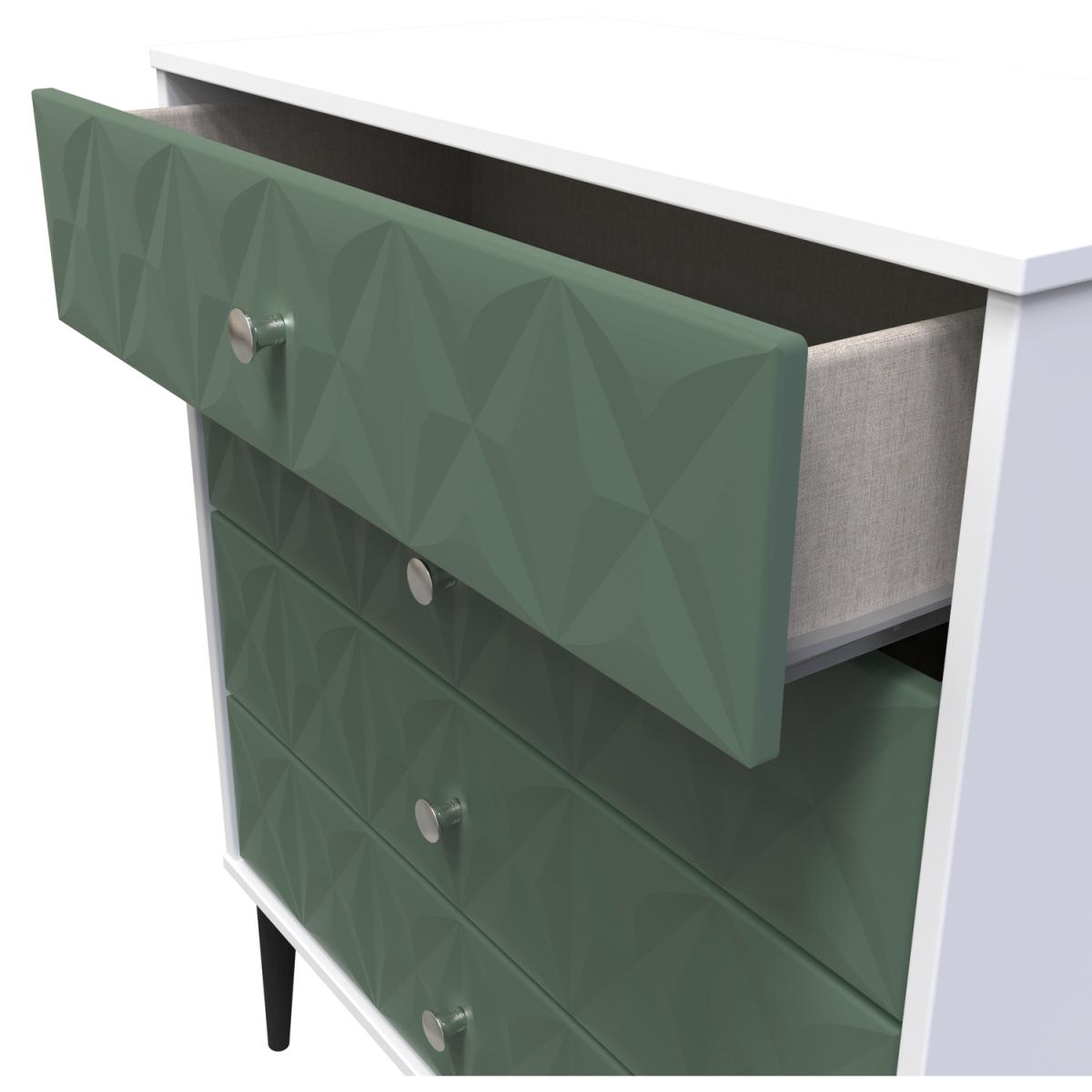 Pixel Ready Assembled 4 Drawer Chest - Labrador Green & White – image 4