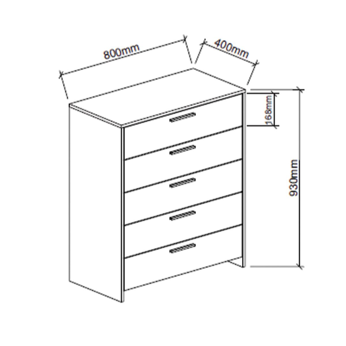 Hartley 5 Drawer Chest - Light Grey – image 4