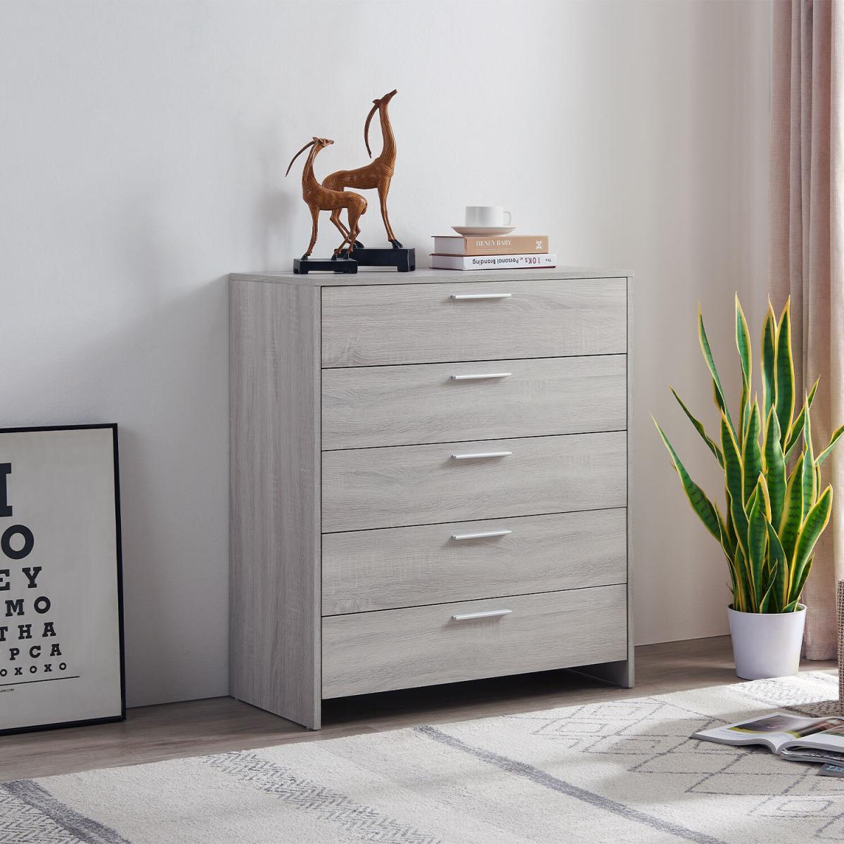 Hartley 5 Drawer Chest - Light Grey – image 5