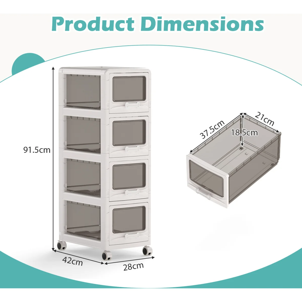 4-Tier Plastic Drawer Storage Organizer – image 3