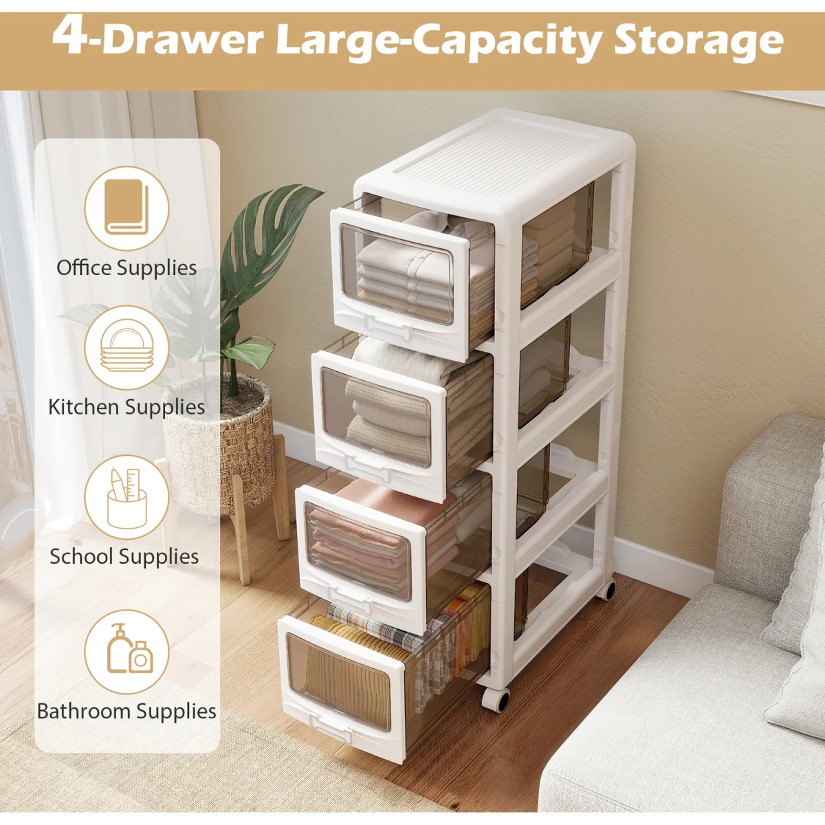4-Tier Plastic Drawer Storage Organizer – image 5