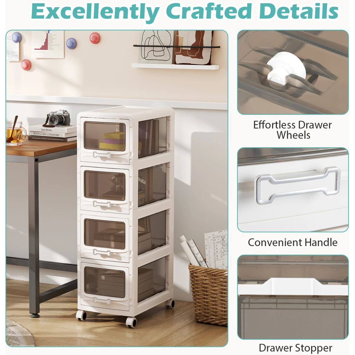 4-Tier Plastic Drawer Storage Organizer – image 6