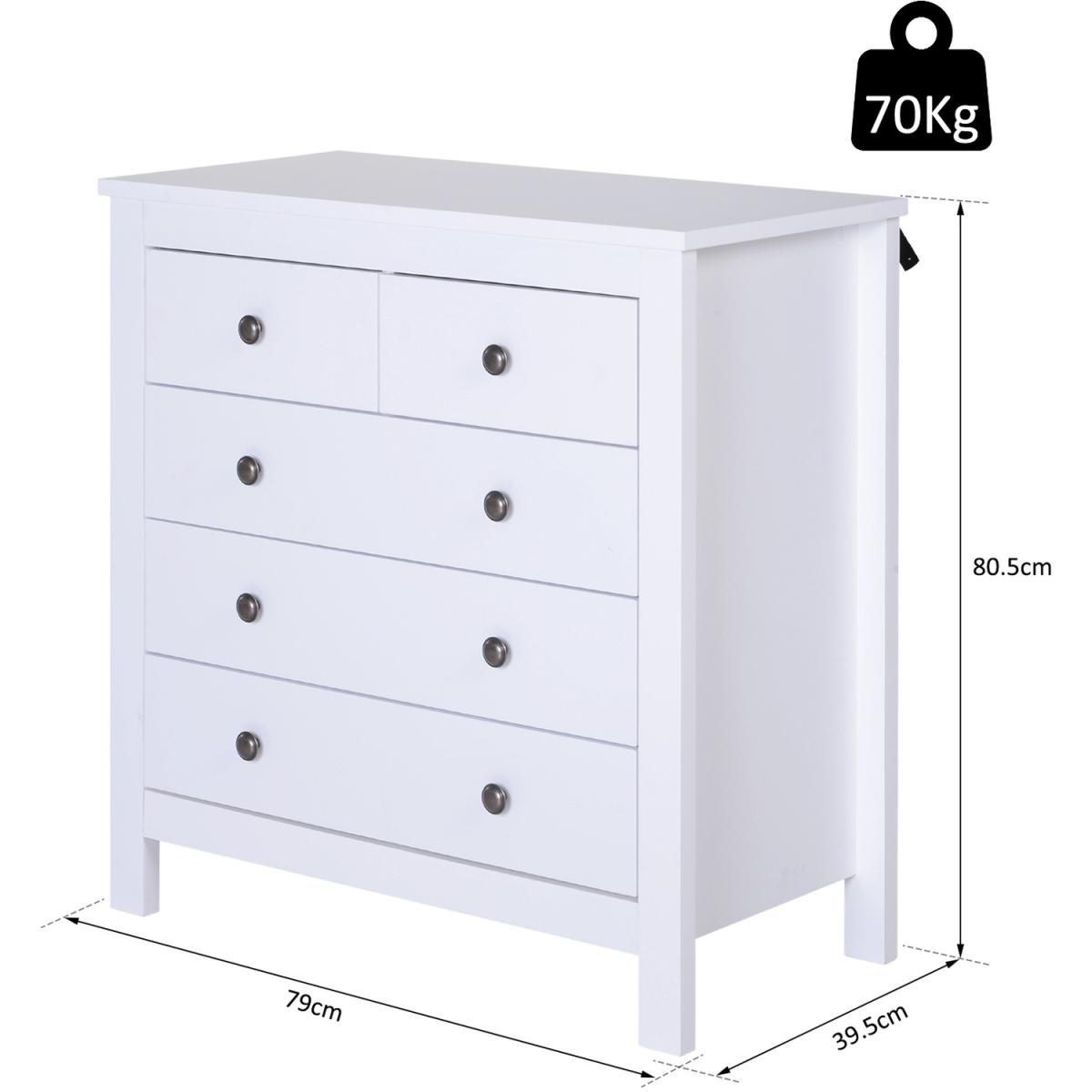 Bedroom Home 5 Chest Of Drawers - White – image 2