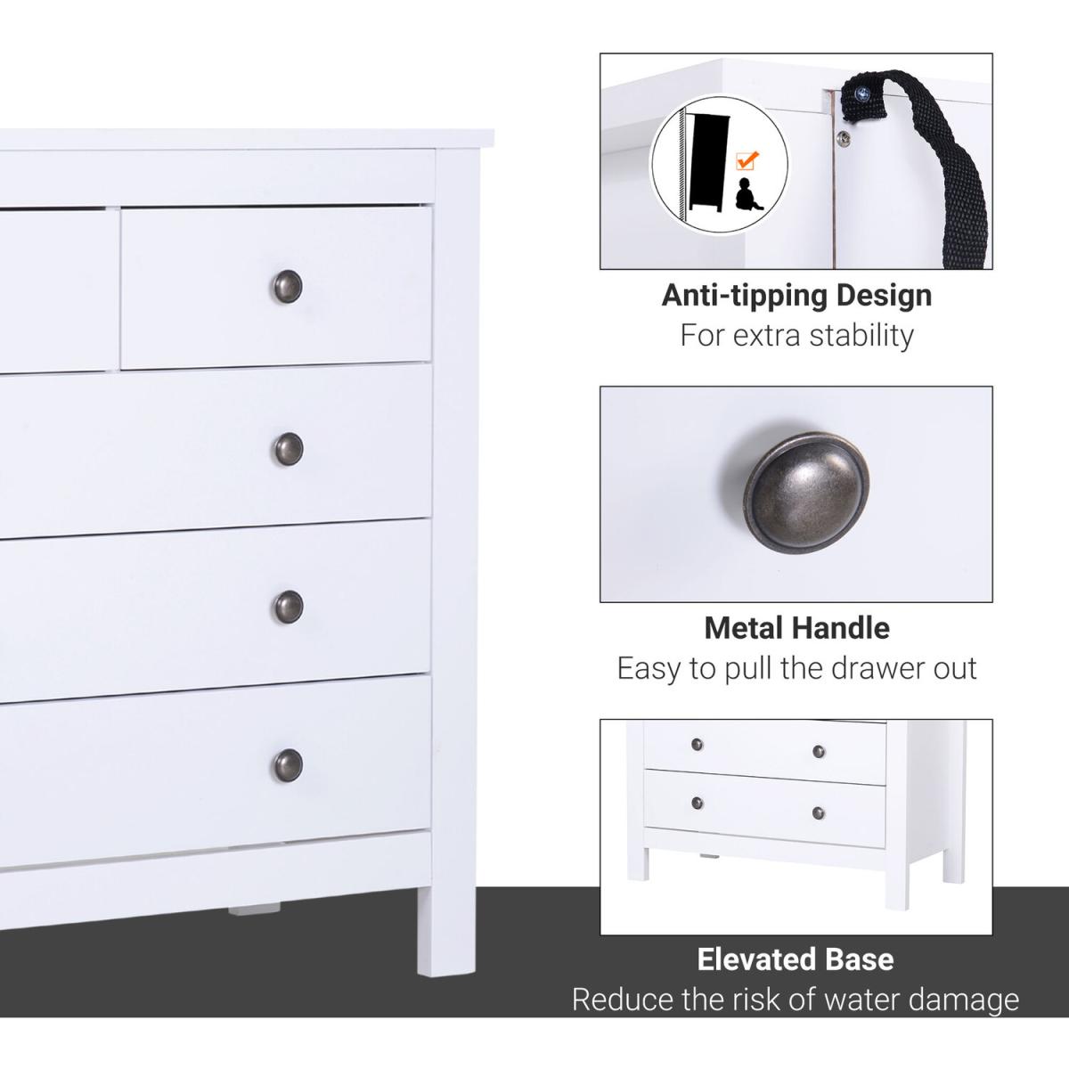 Bedroom Home 5 Chest Of Drawers - White – image 3