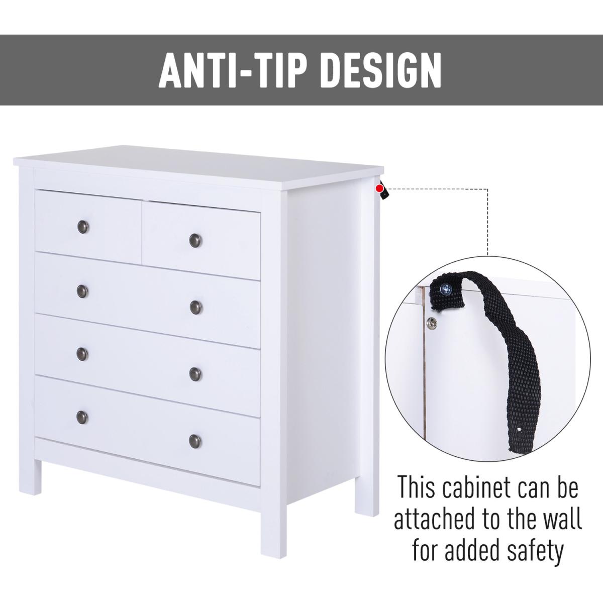 Bedroom Home 5 Chest Of Drawers - White – image 7