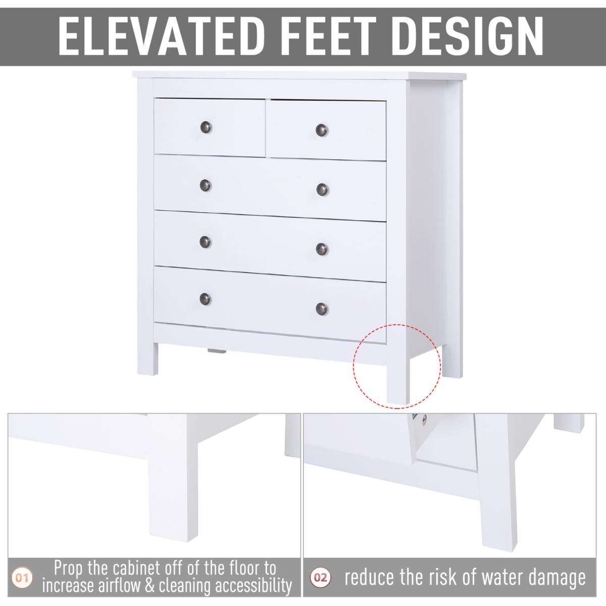 Bedroom Home 5 Chest Of Drawers - White – image 8