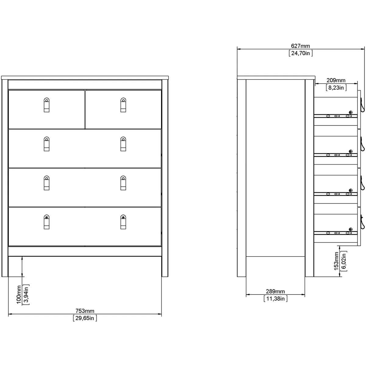 Madrid Chest 3+2 Drawers in White - Cashmere – image 11