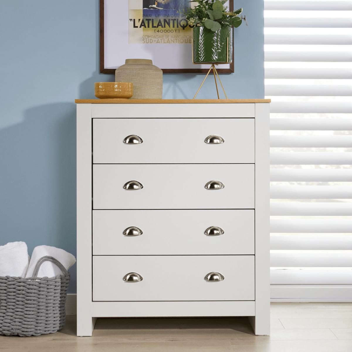 Camden 4 Drawer Chest Bedroom Storage Unit - White – image 2
