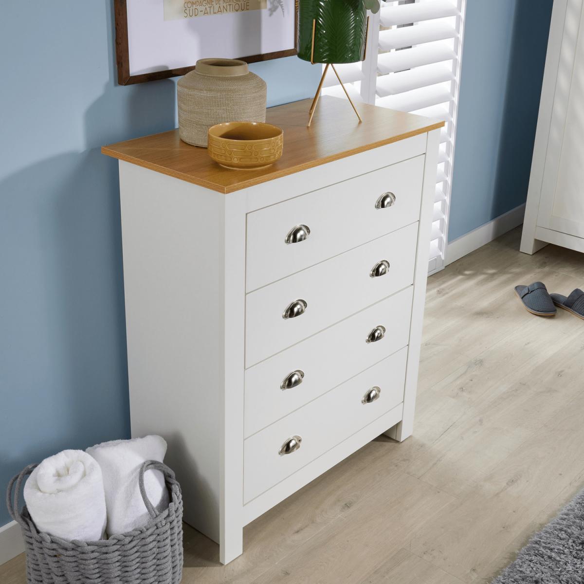 Camden 4 Drawer Chest Bedroom Storage Unit - White – image 3