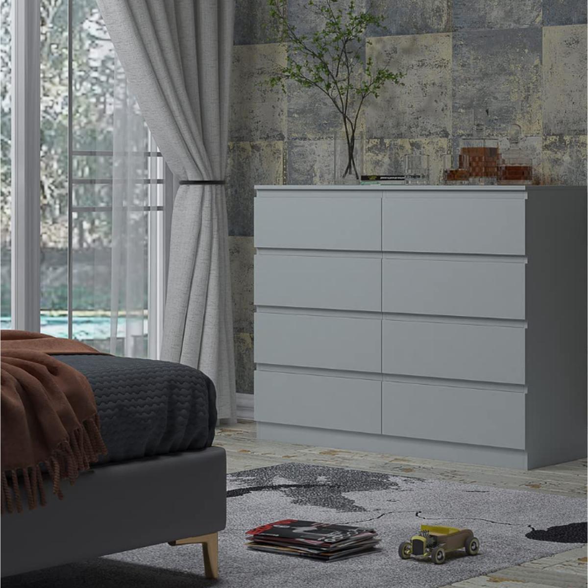 Matt Grey 8 Drawer Chest, Matt Grey Bedroom Storage Furniture - Matt Grey – image 2