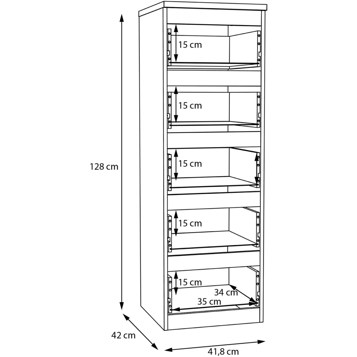 Edmore 5 Drawer Tall Narrow Chest - Mauvella Oak – image 18