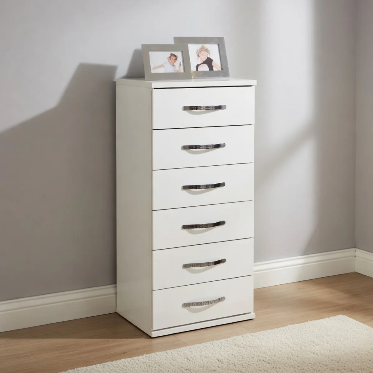 Hampton White Narrow 6 Drawer Chest of Drawers - White – image 1