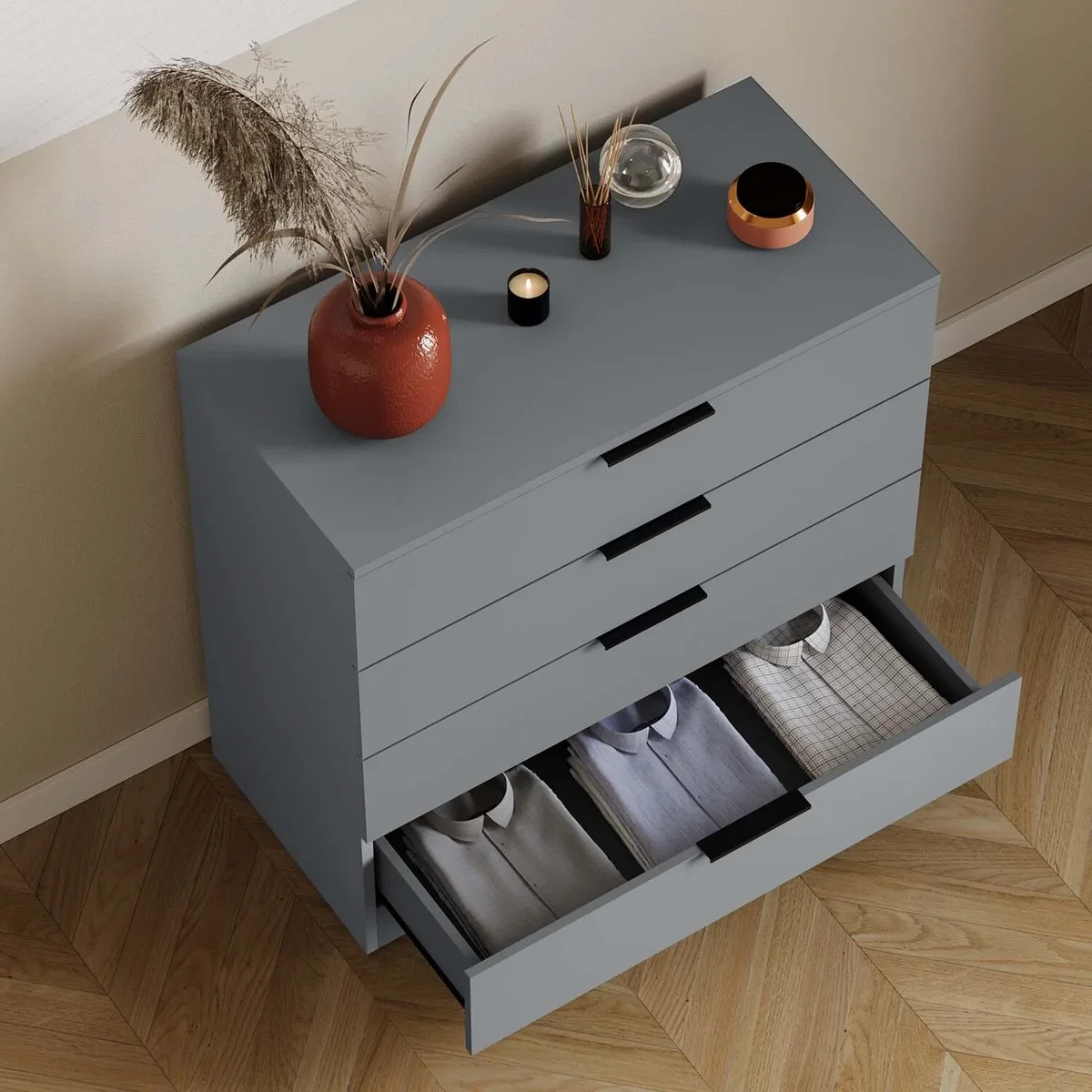 4 Drawer Chest of Drawers Compact Space-Saving Bedroom Storage - Pine – image 20