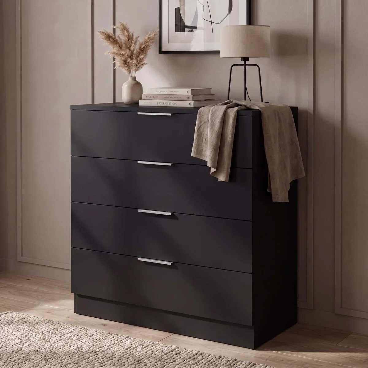 4 Drawer Chest of Drawers Compact Space-Saving Bedroom Storage - Pine – image 3