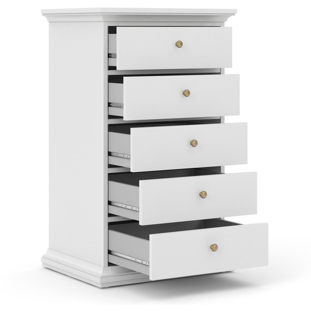 Paris 5-Drawer Chest - White – image 3