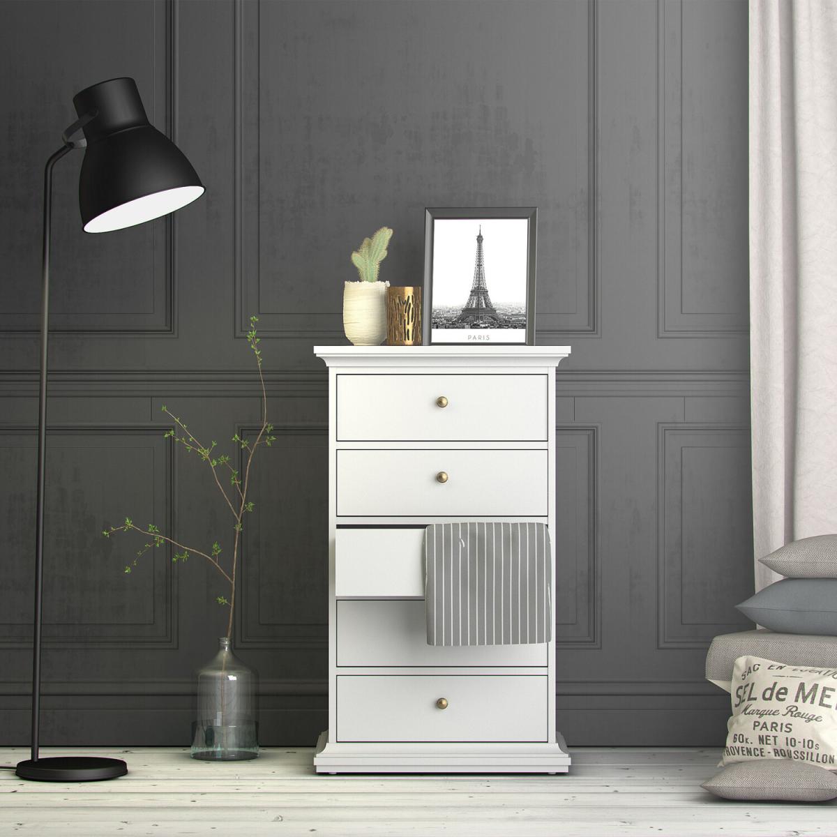 Paris 5-Drawer Chest - White – image 4