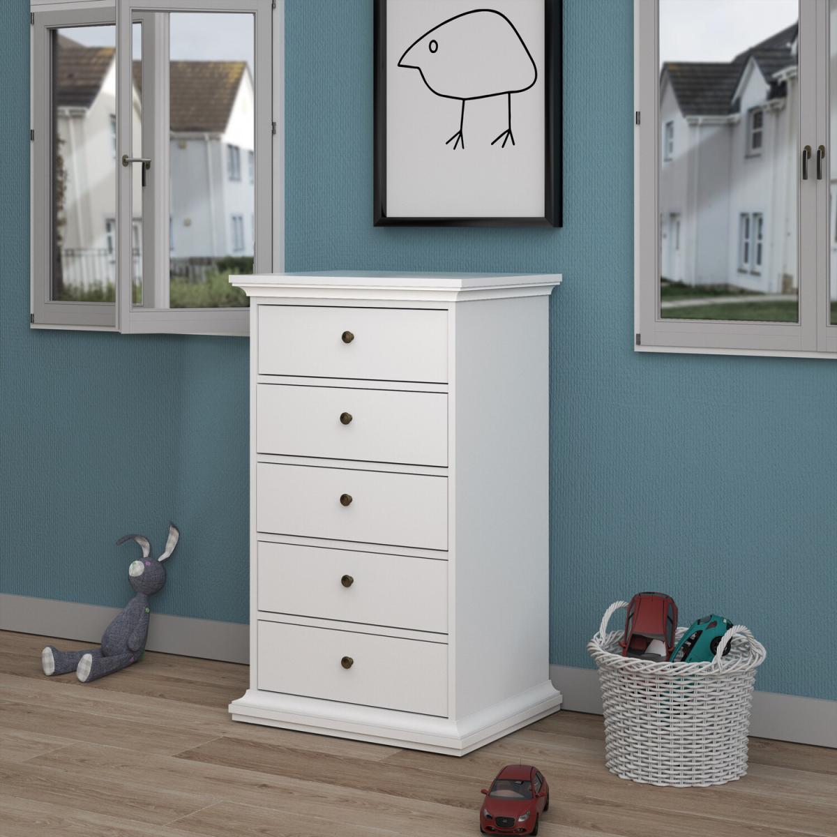 Paris 5-Drawer Chest - White – image 6