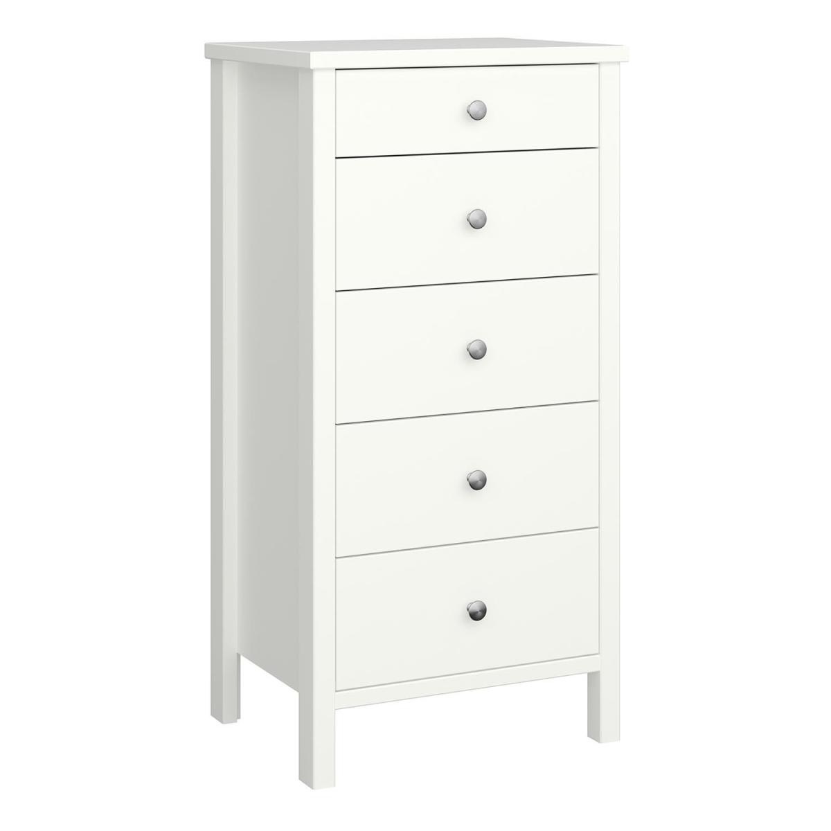 Tromso 5-Drawer Narrow Chest of Drawers - White – image 2