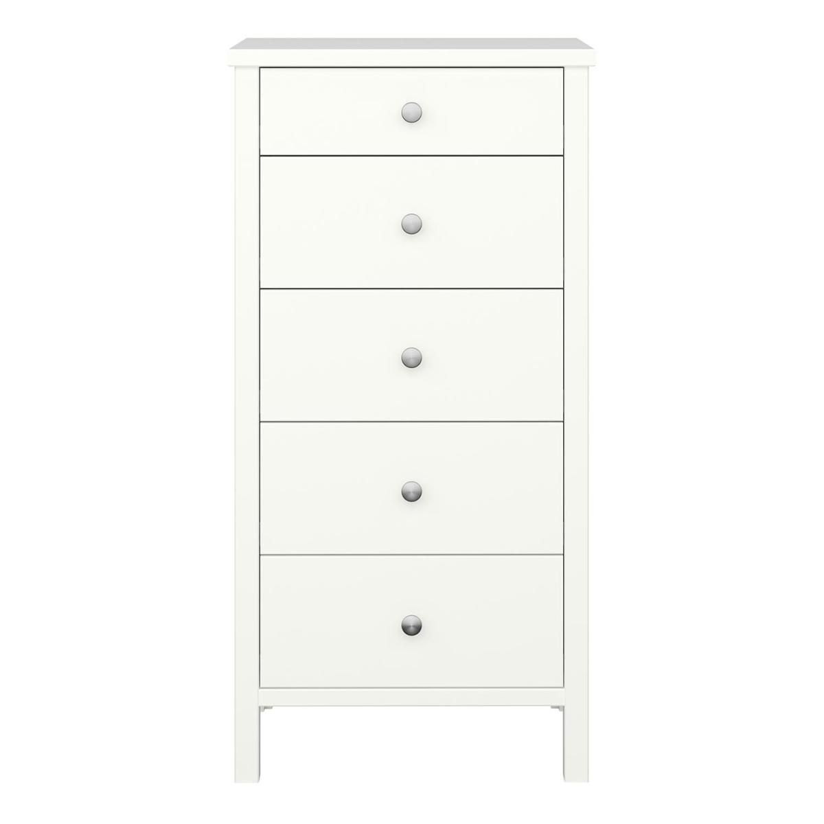Tromso 5-Drawer Narrow Chest of Drawers - White – image 3