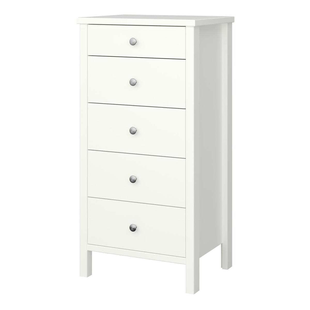 Tromso 5-Drawer Narrow Chest of Drawers - White – image 4