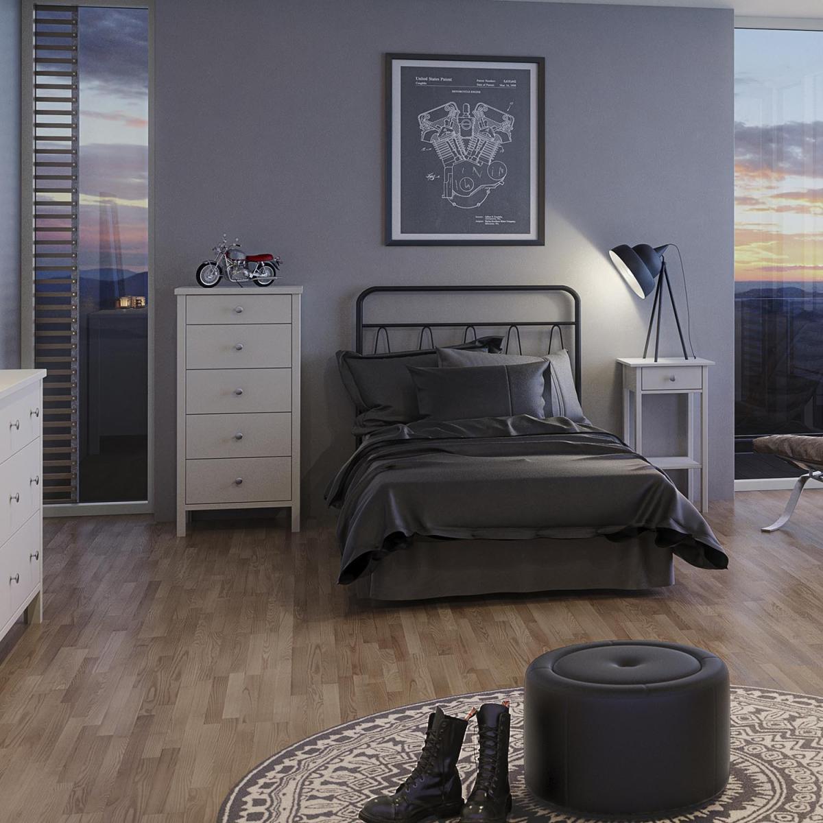 Tromso 5-Drawer Narrow Chest of Drawers - White – image 5