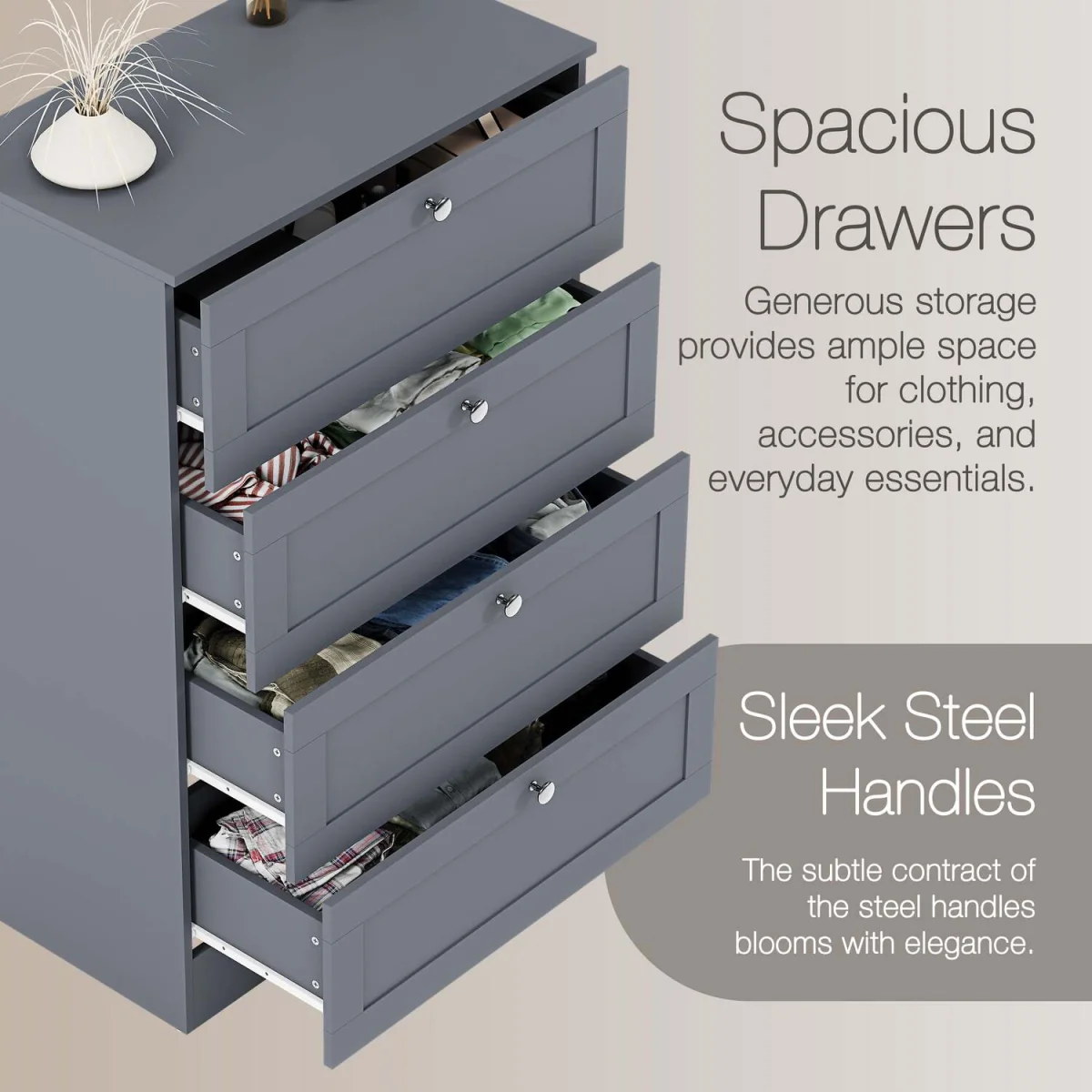 Vida Designs Altino 4 Drawer Chest, Black - Grey – image 16