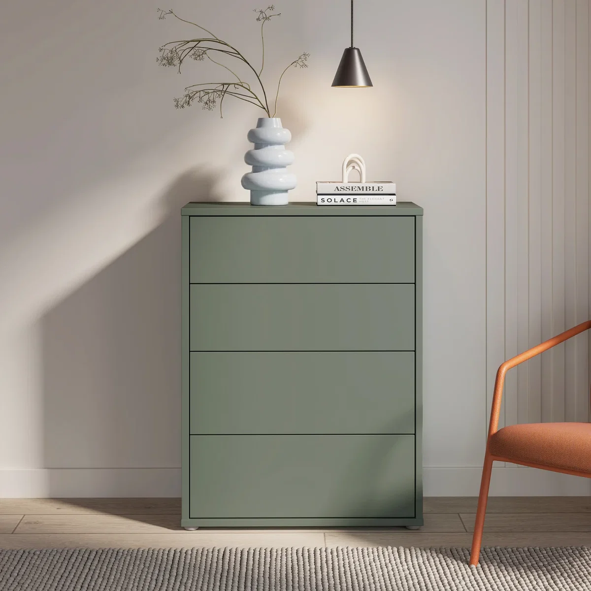 Alice Springs 4 Drawer Chest with Push-Open Drawers in Sage Green - Butter Yellow – image 2