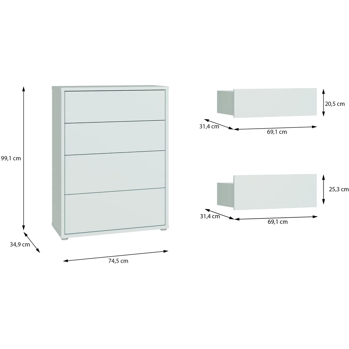 Alice Springs 4 Drawer Chest with Push-Open Drawers in Sage Green - Butter Yellow – image 17