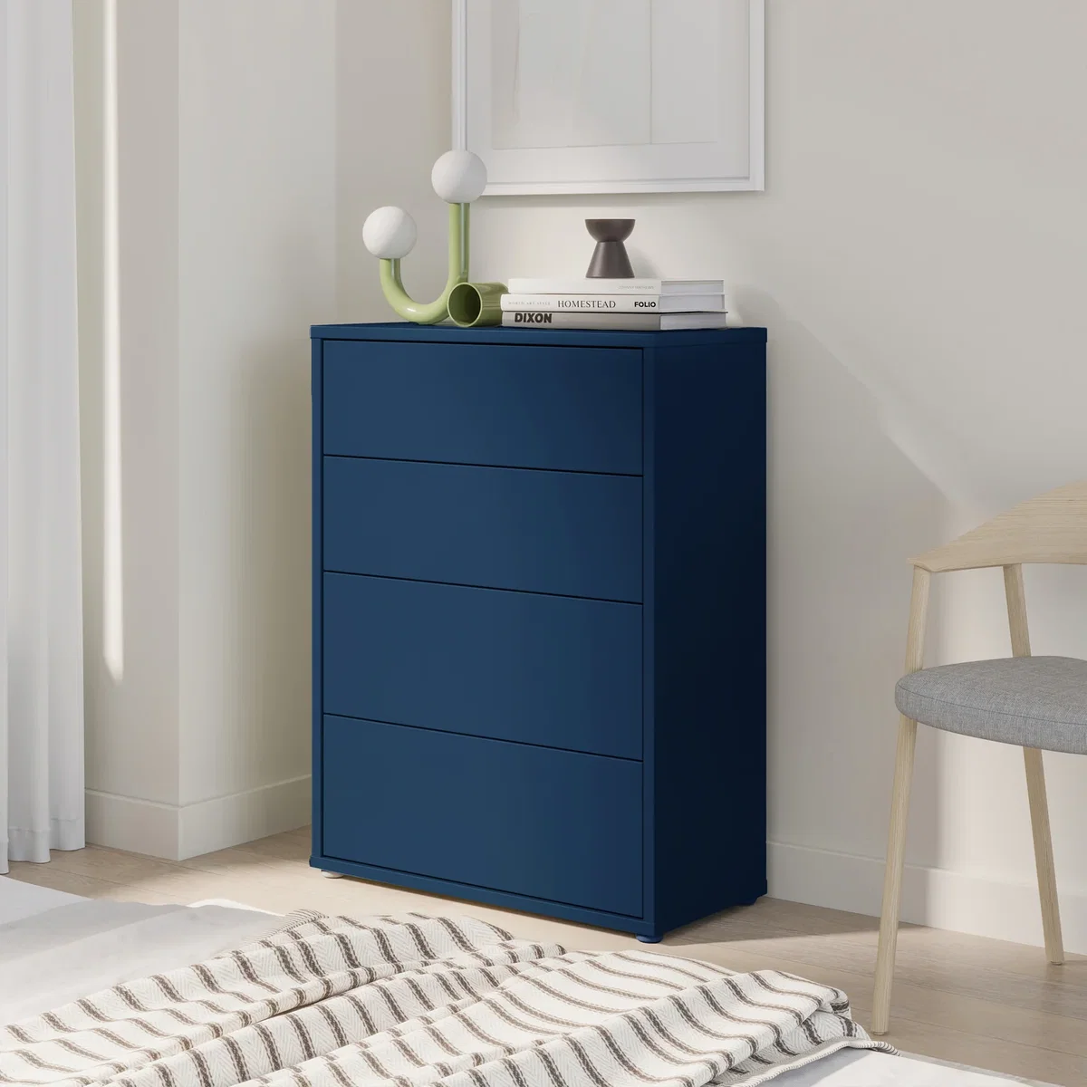 Alice Springs 4 Drawer Chest with Push-Open Drawers in Sage Green - Butter Yellow – image 24