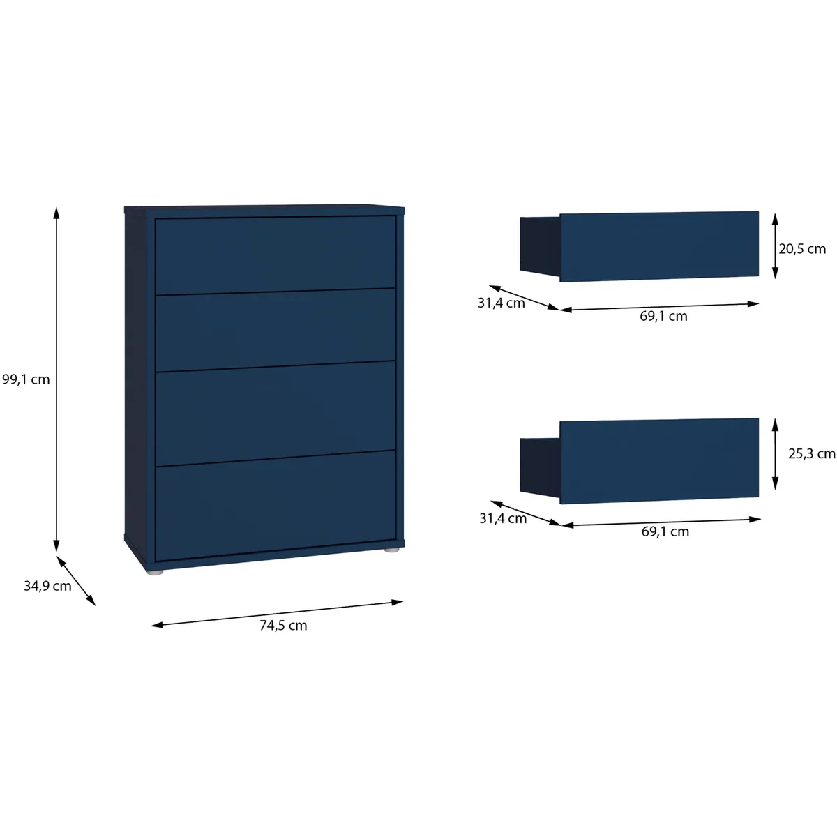 Alice Springs 4 Drawer Chest with Push-Open Drawers in Sage Green - Butter Yellow – image 27