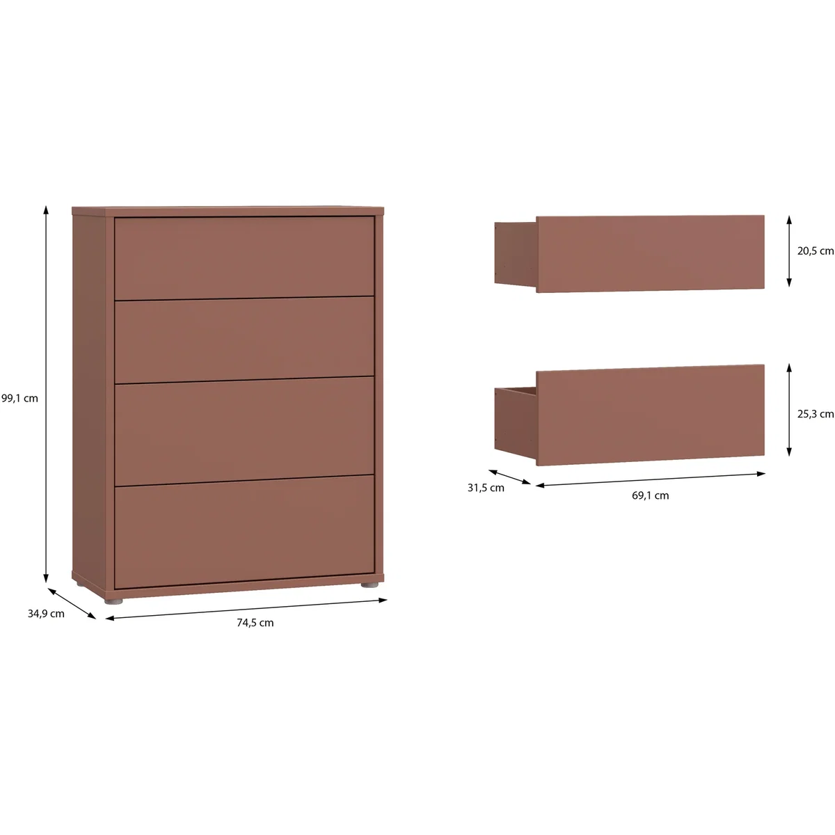 Alice Springs 4 Drawer Chest with Push-Open Drawers in Sage Green - Butter Yellow – image 45