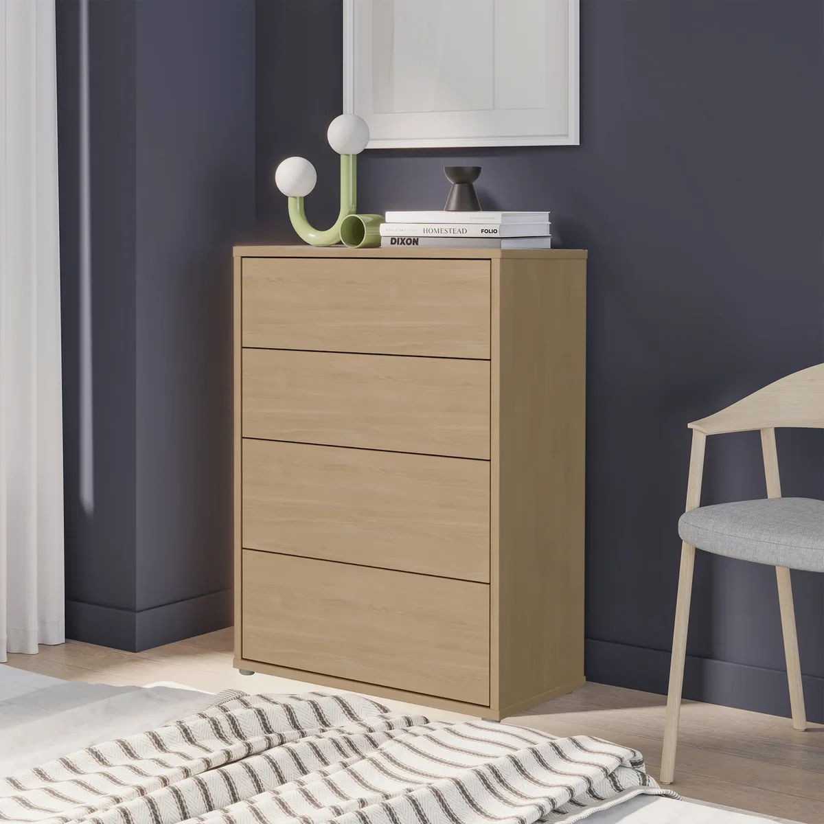 Alice Springs 4 Drawer Chest with Push-Open Drawers in Sage Green - Butter Yellow – image 52