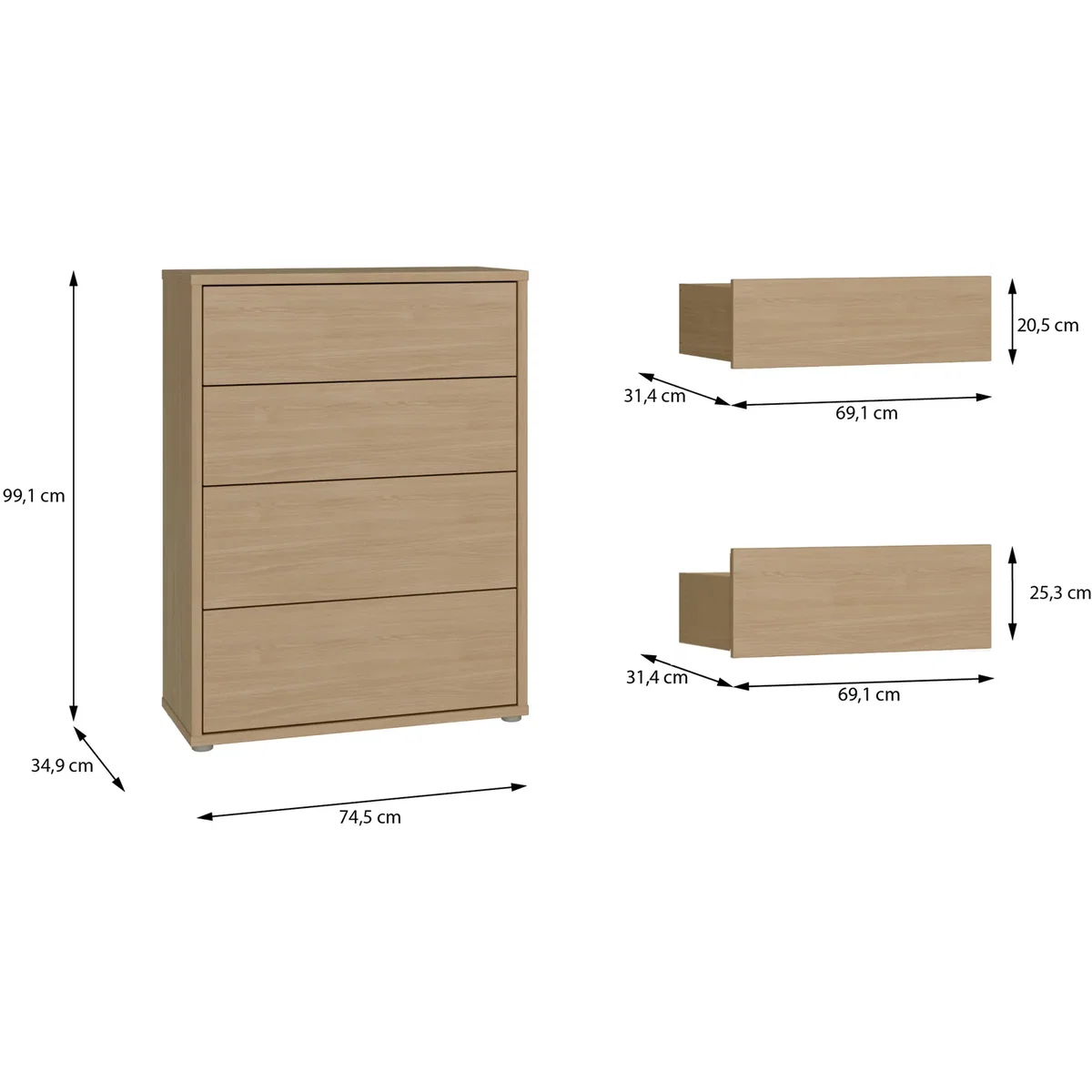 Alice Springs 4 Drawer Chest with Push-Open Drawers in Sage Green - Butter Yellow – image 53