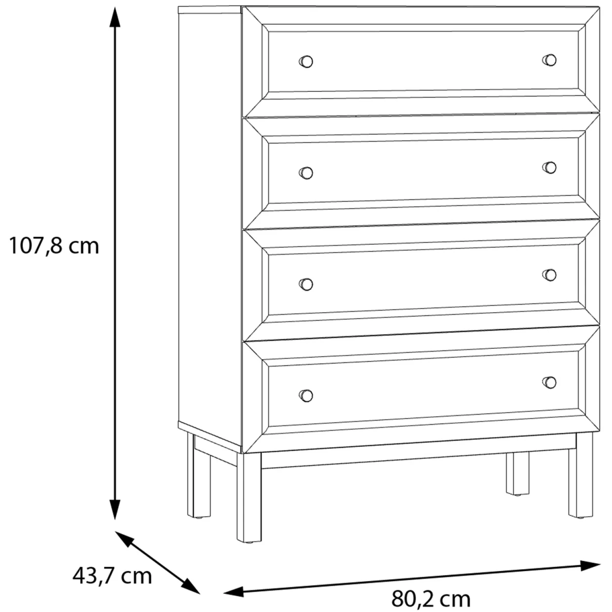 Wensley 4 Drawer Chest in Light Grey and Oak - Light Grey & Oak – image 7