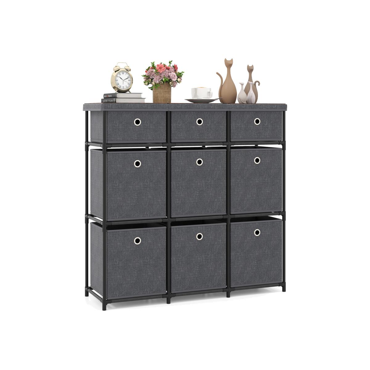 Fabric Dresser with 9 Drawers - Grey