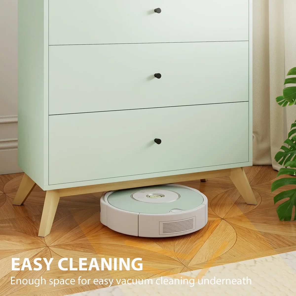 HOMCOM Chest of Drawers 4 Drawer Storage Cabinet - Light Green and Oak – image 6