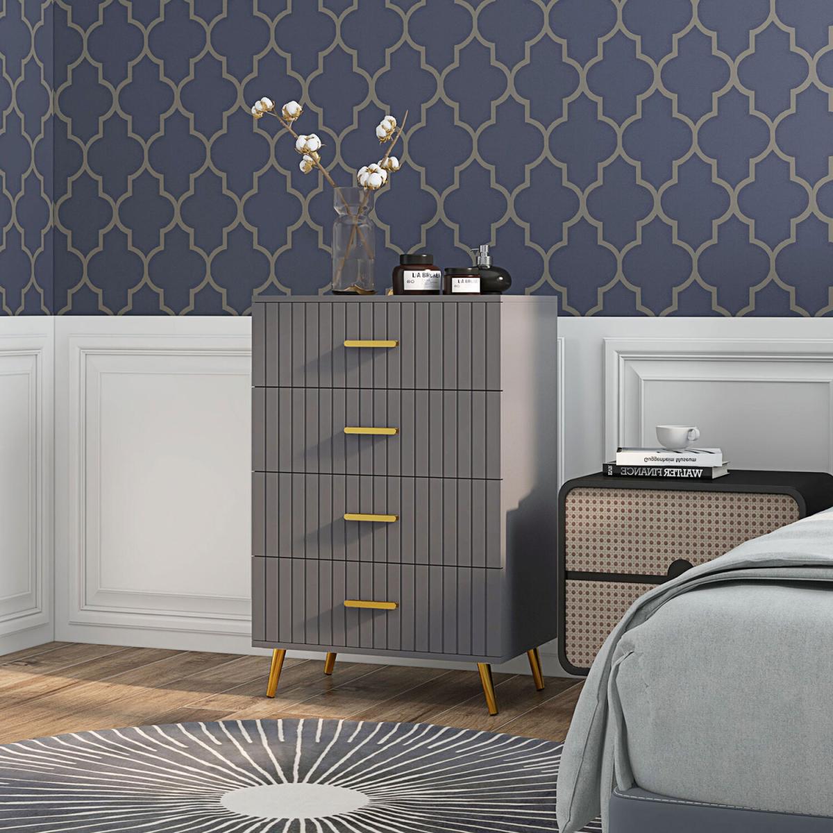 HOMCOM Bedroom Modern Drawer Dresser - Dark Grey / 90cm