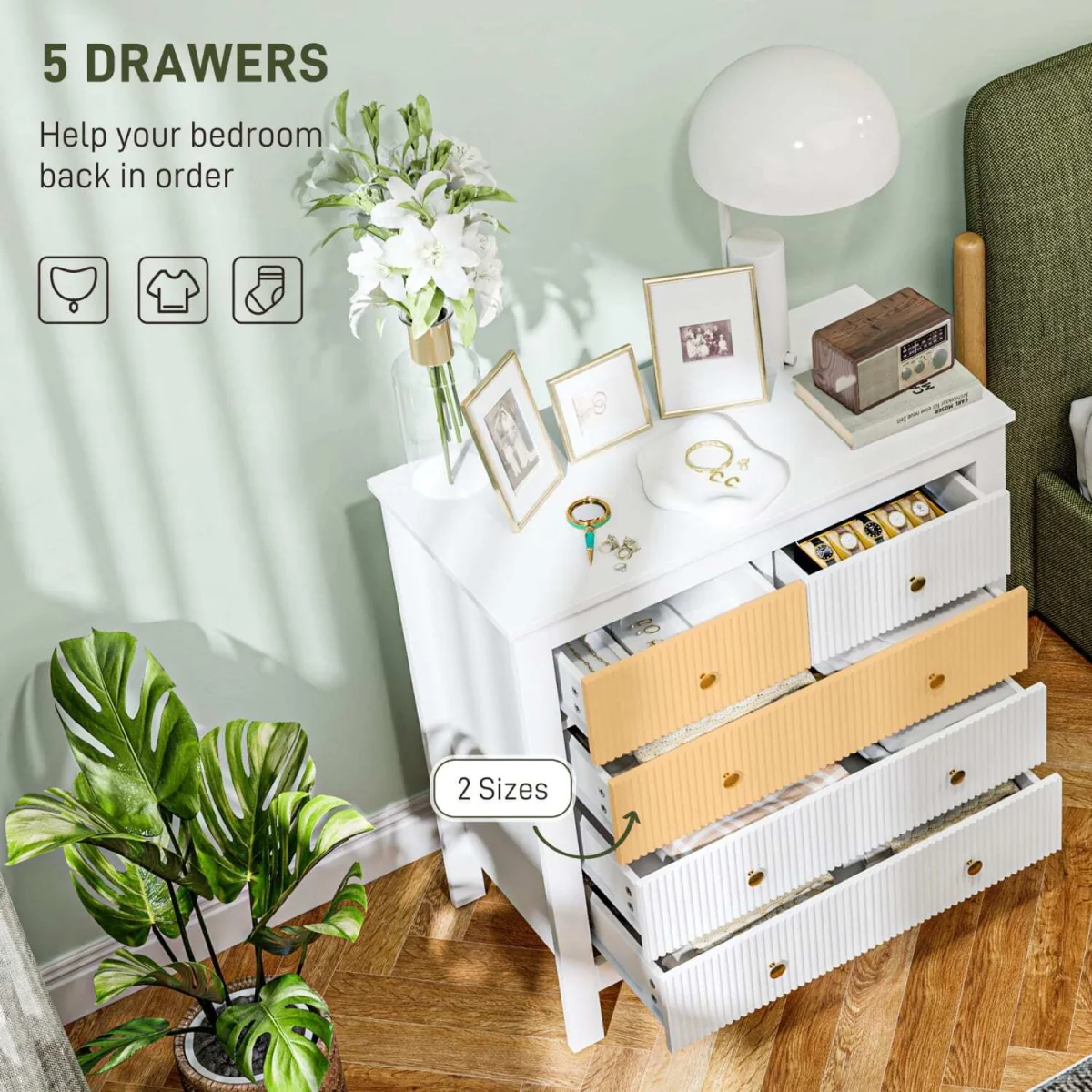 Vedise 5-Drawer White Chest of Drawers – image 2
