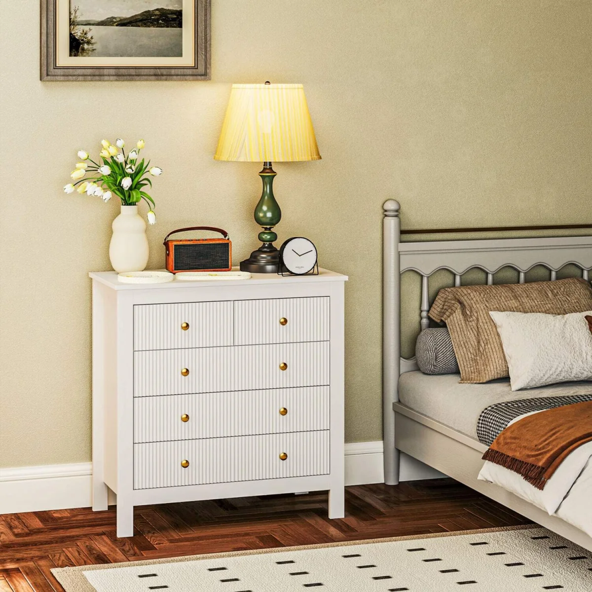 Vedise 5-Drawer White Chest of Drawers – image 4