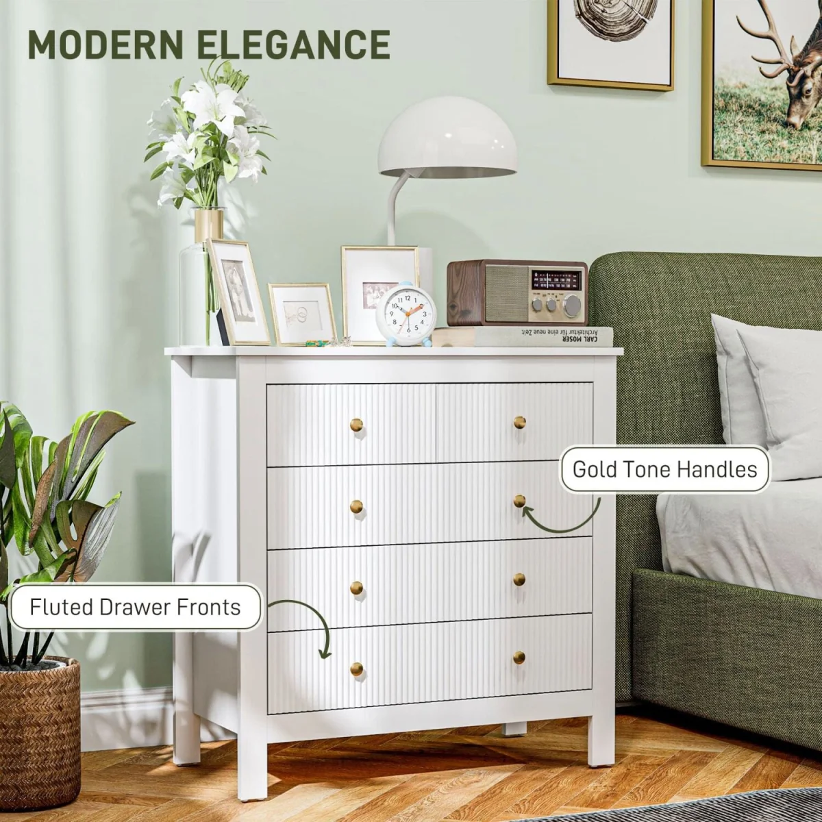 Vedise 5-Drawer White Chest of Drawers – image 6