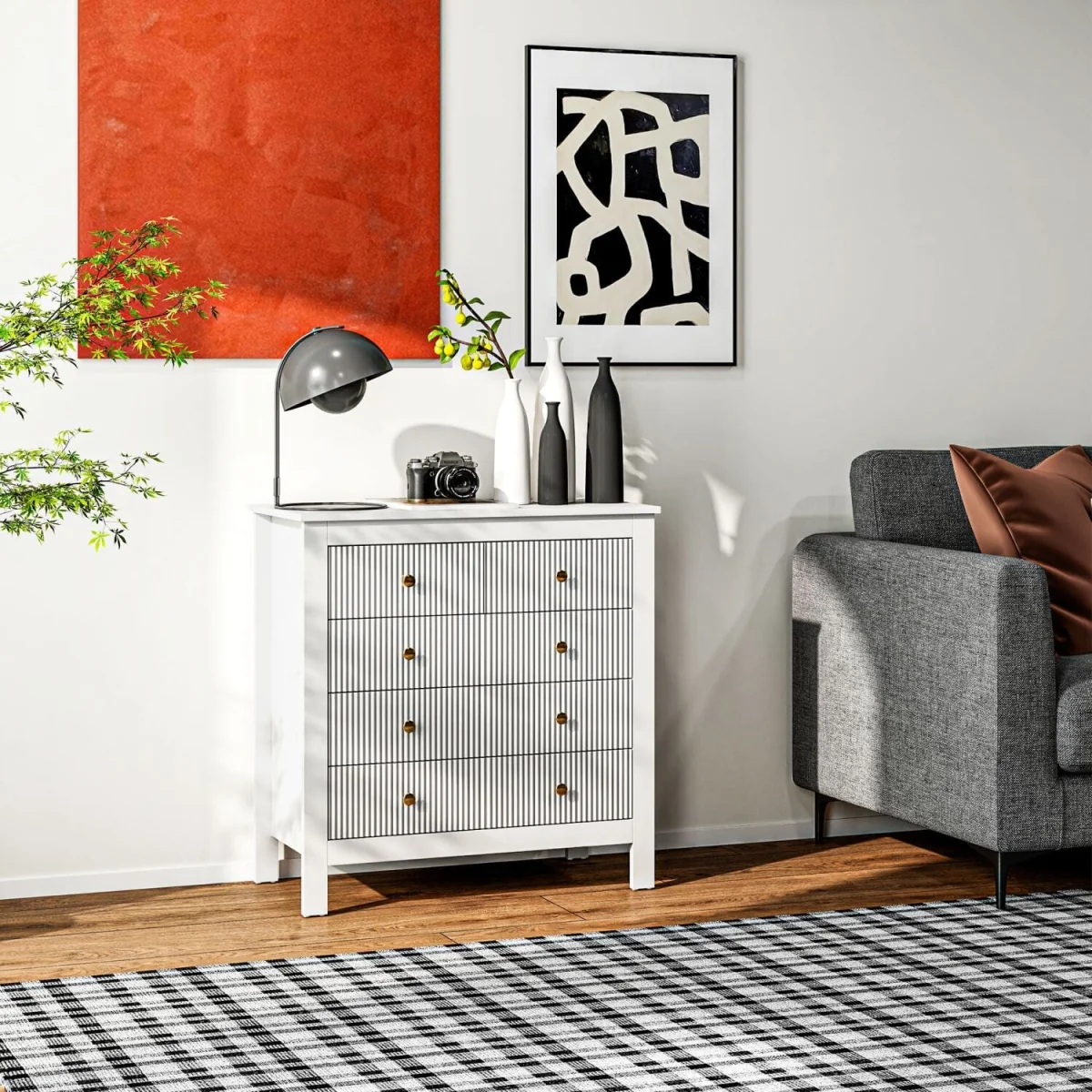 Vedise 5-Drawer White Chest of Drawers – image 9