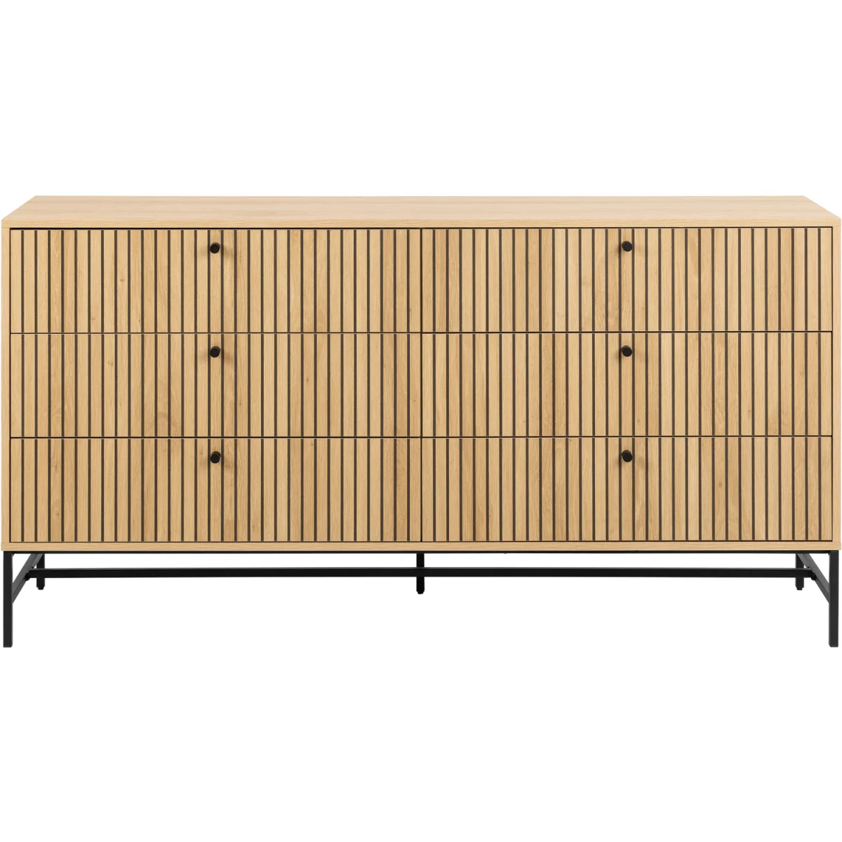 Albany Wide Chest of 6 Drawers in Oak/Black Legs - Oak & Black – image 2