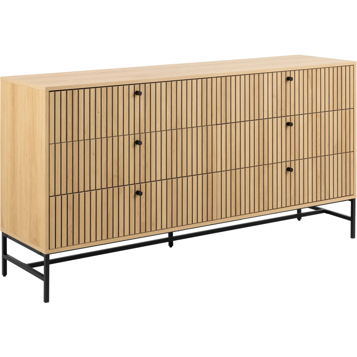 Albany Wide Chest of 6 Drawers in Oak/Black Legs - Oak & Black – image 3