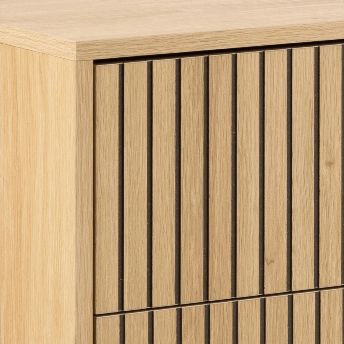 Albany Wide Chest of 6 Drawers in Oak/Black Legs - Oak & Black – image 6