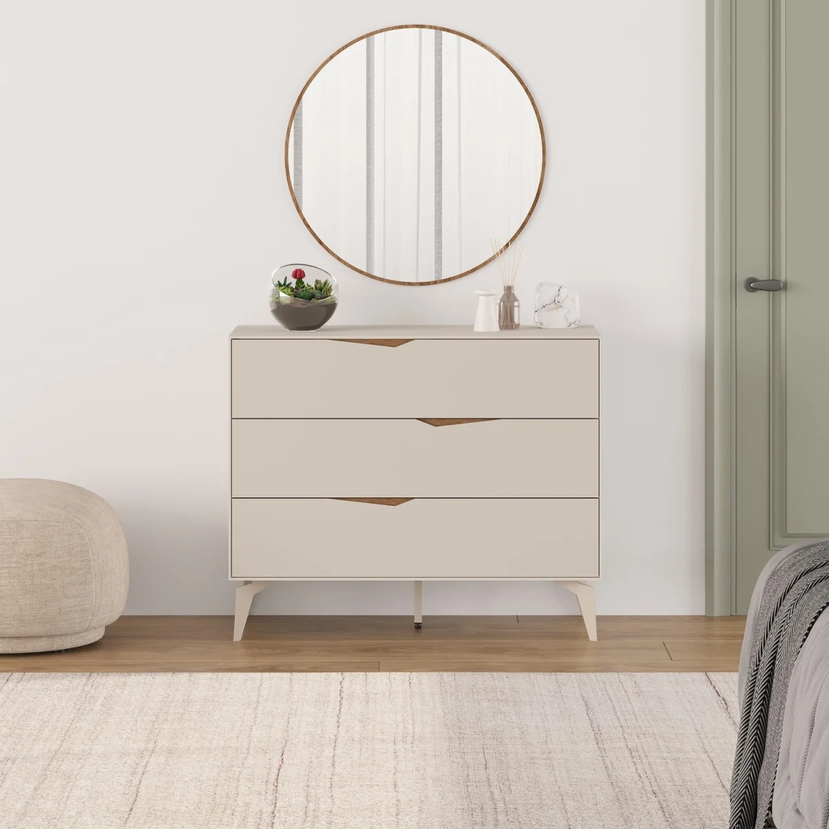 Decortie Jaden Three Drawer Chest Of Drawers - Sandstone – image 1