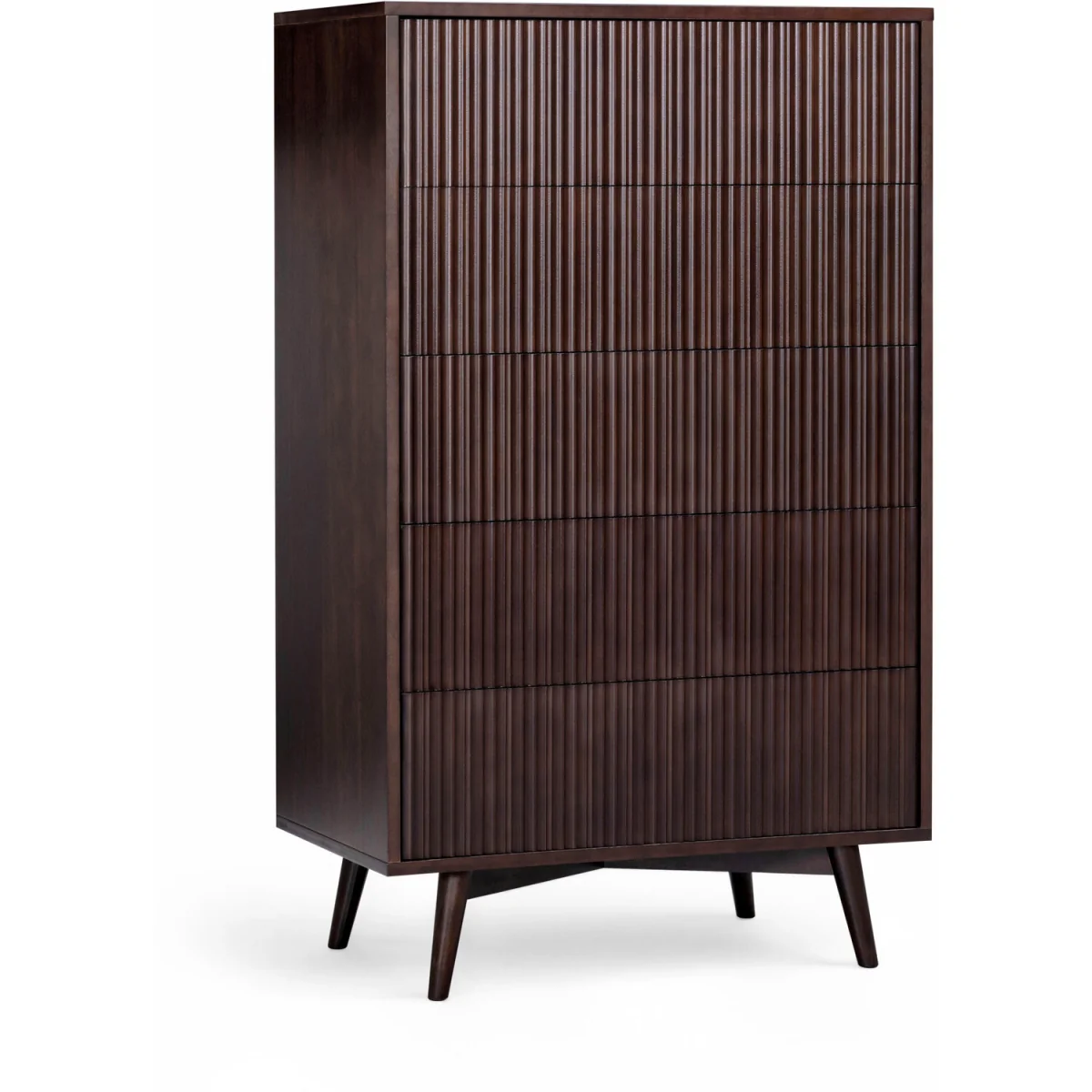 Tremolo 5-Drawer Chest of Drawers with Fluted Fronts, Dark Brown - Black – image 2
