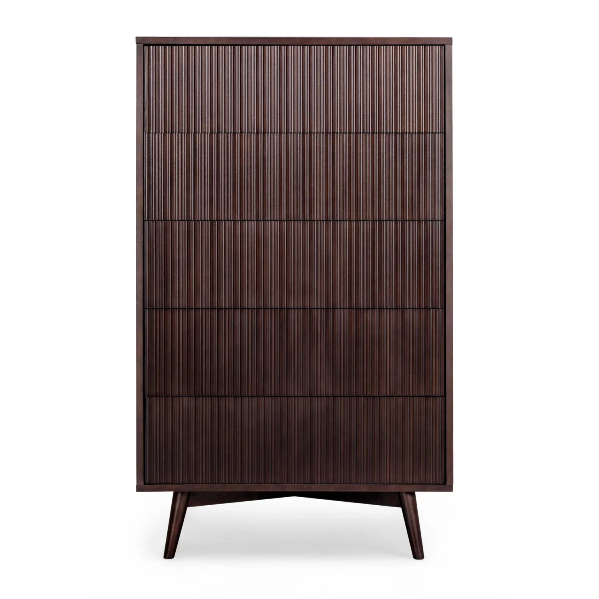 Tremolo 5-Drawer Chest of Drawers with Fluted Fronts, Dark Brown - Black – image 4
